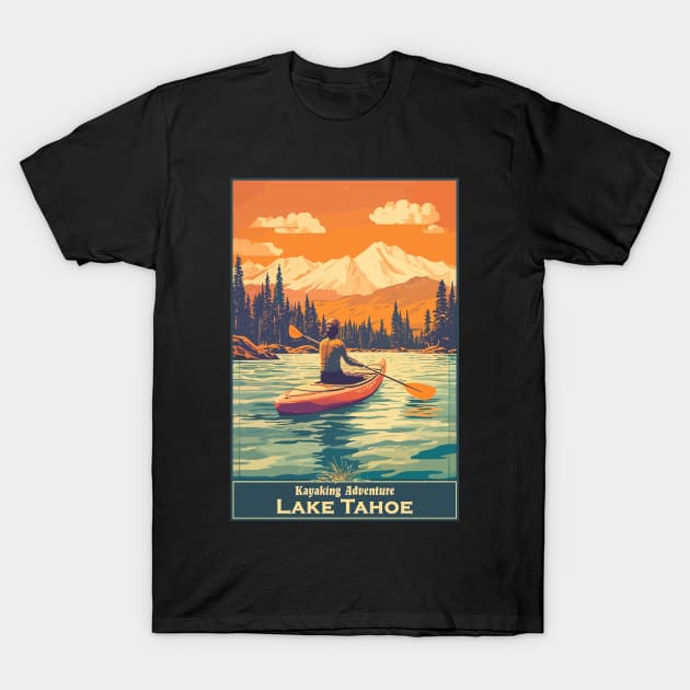 Lake Tahoe National Park Vintage Travel Poster T-Shirt by GreenMary Design